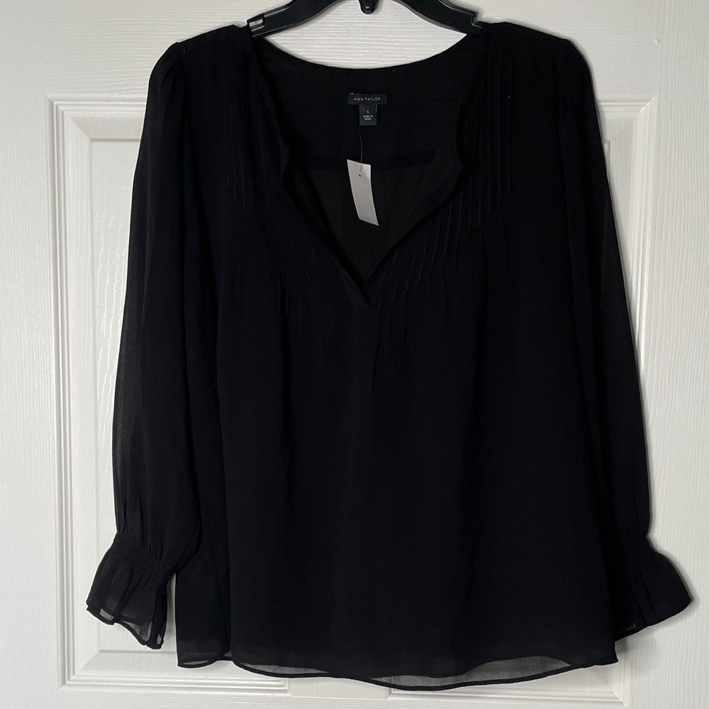 NWT Ann Taylor Sheer Long Sleeve Blouse